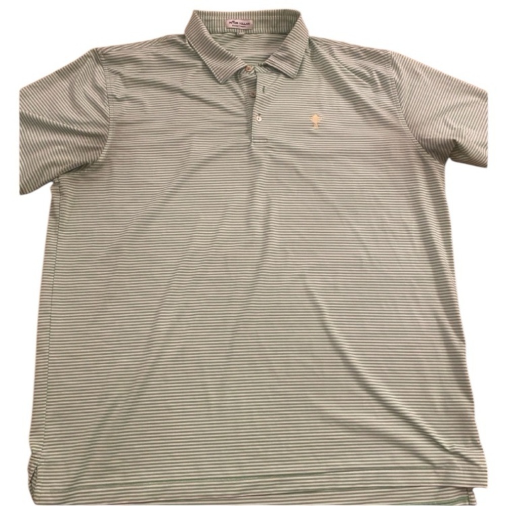 Peter Millar Men’s Green White Striped Polo Golf Shirt 2XL excellent condition